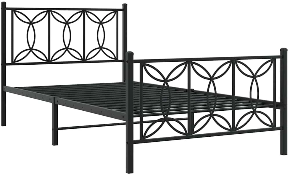 Lovos rėmas su galvūgaliu/kojūgaliu, juodas, 100x200cm, metalas