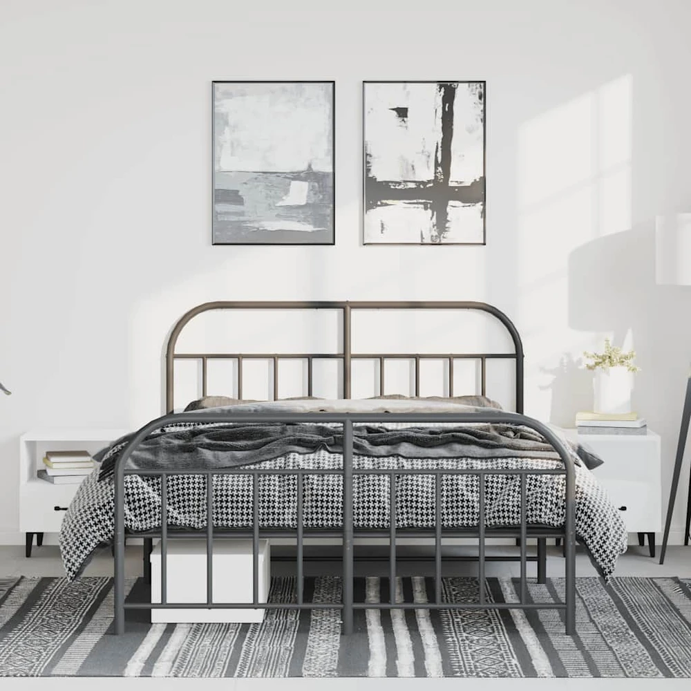 Lova Lovos rėmas su galvūgaliu/kojūgaliu, juodas, 135x190cm, metalas