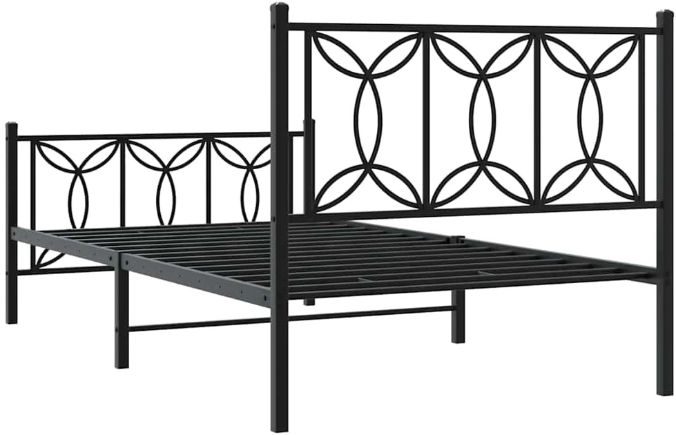 Lovos rėmas su galvūgaliu/kojūgaliu, juodas, 100x200cm, metalas