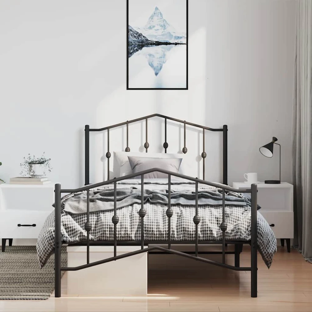 Lova Lovos rėmas su galvūgaliu/kojūgaliu, juodas, 100x190cm, metalas