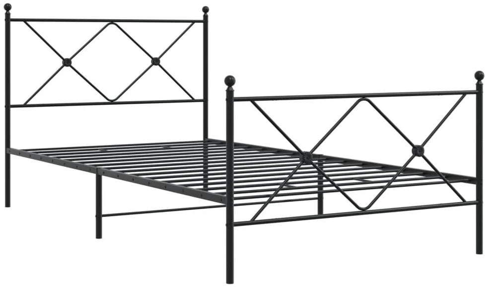 Lovos rėmas su galvūgaliu/kojūgaliu, juodas, 100x200cm, metalas
