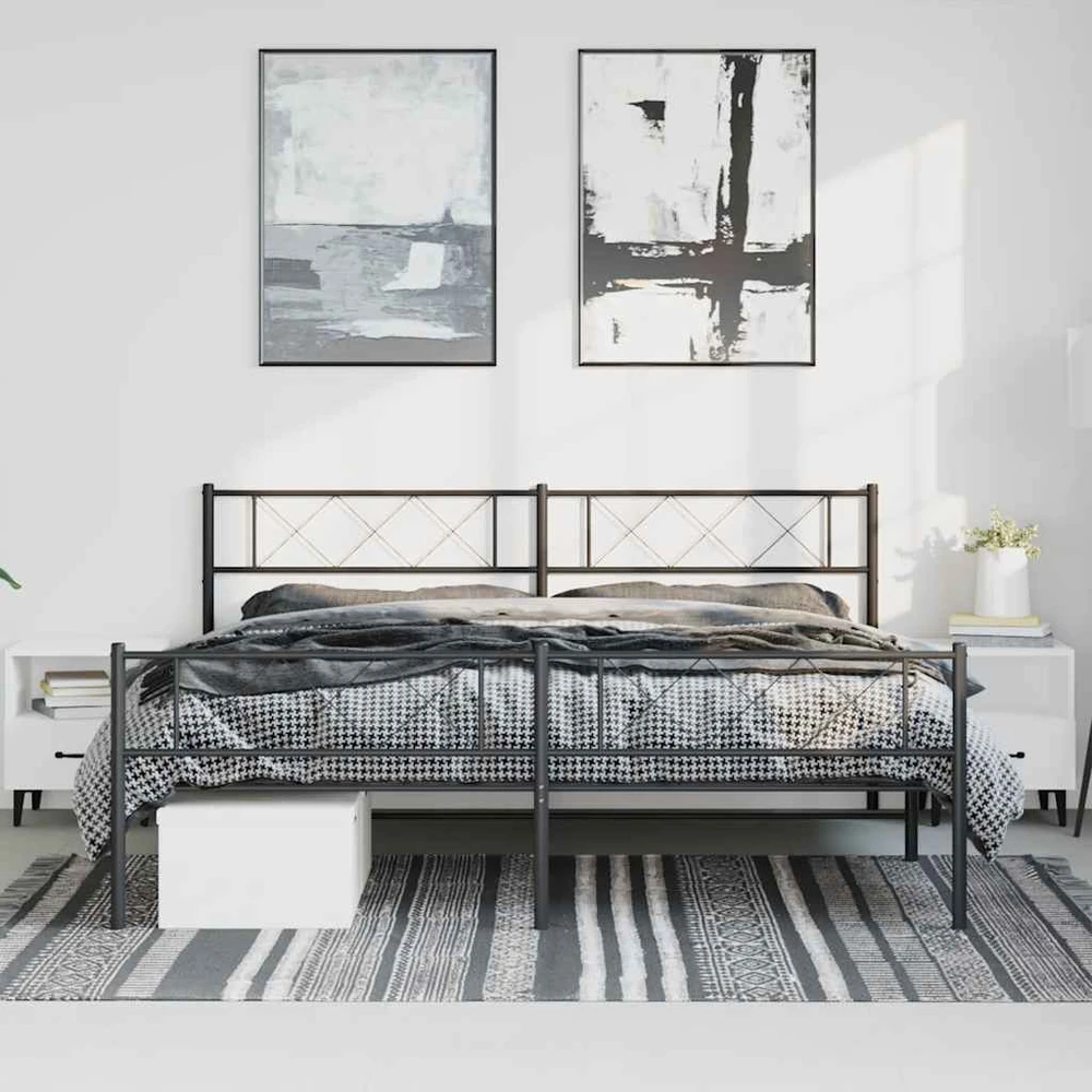 Lova Lovos rėmas su galvūgaliu/kojūgaliu, juodas, 183x213cm, metalas