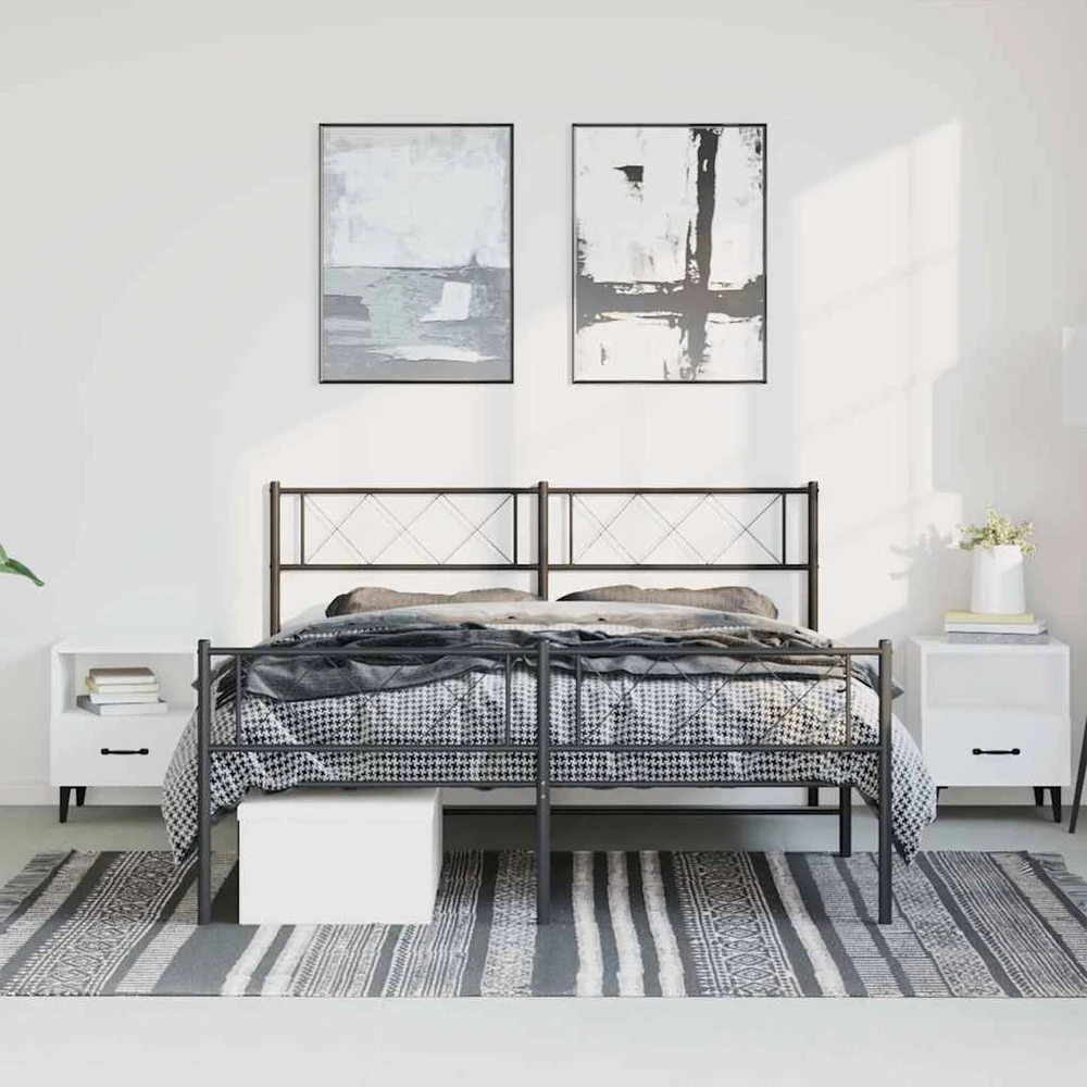 Lova Lovos rėmas su galvūgaliu/kojūgaliu, juodas, 135x190cm, metalas