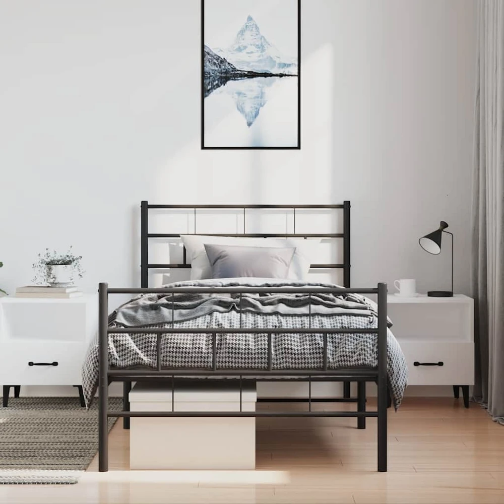 Lova Lovos rėmas su galvūgaliu/kojūgaliu, juodas, 100x190cm, metalas