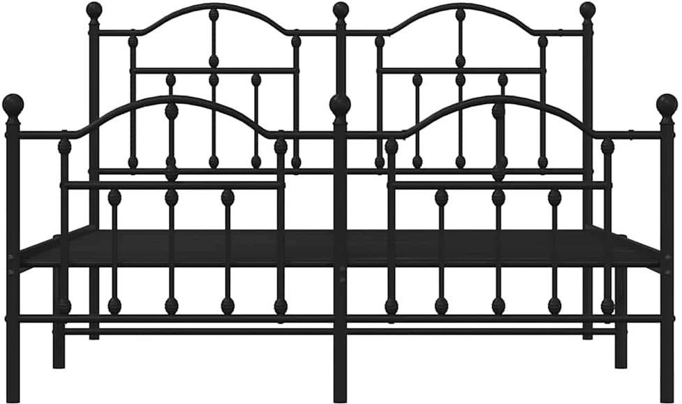 Lovos rėmas su galvūgaliu/kojūgaliu, juodas, 140x190cm, metalas