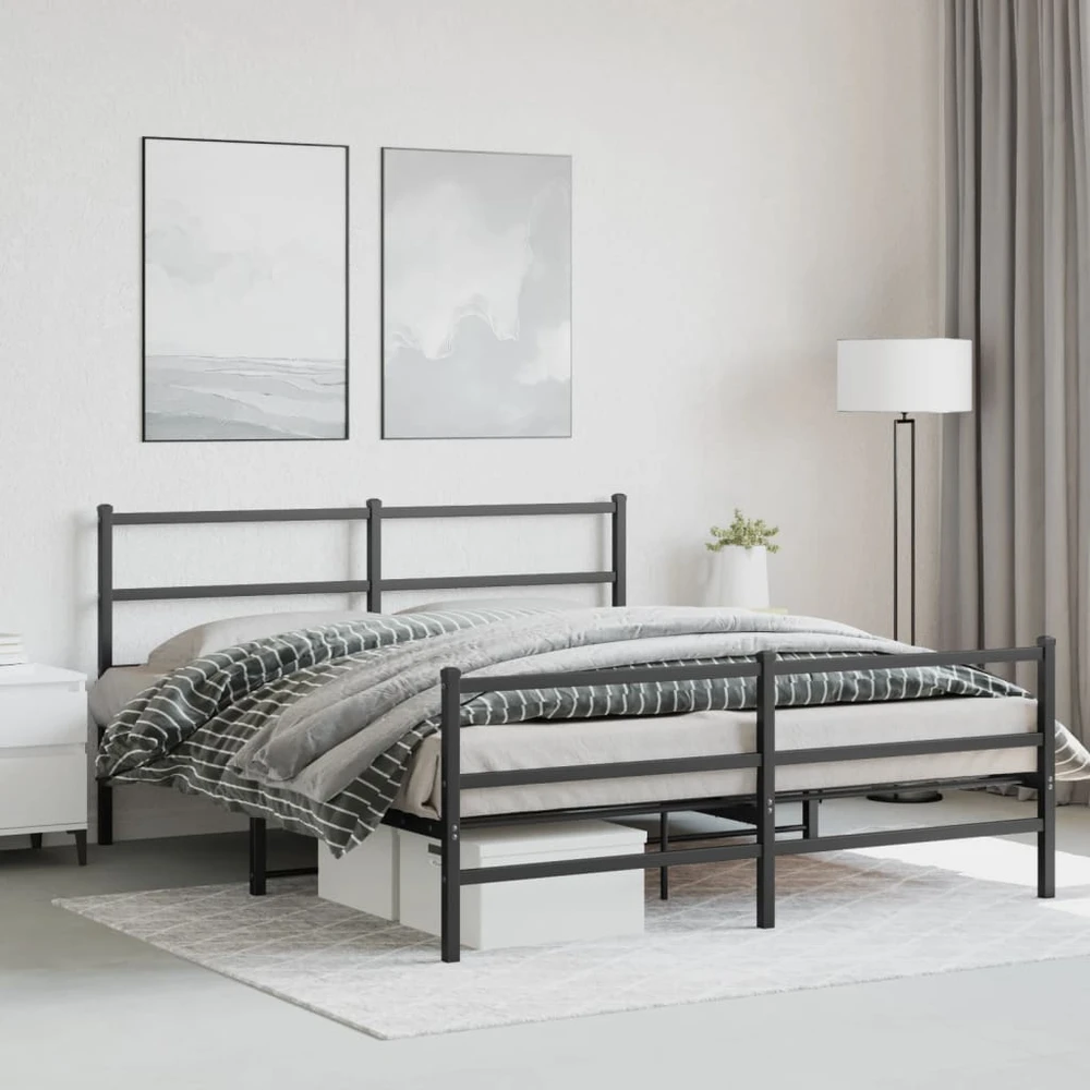 Lovos rėmas su galvūgaliu/kojūgaliu, juodas, 160x200cm, metalas