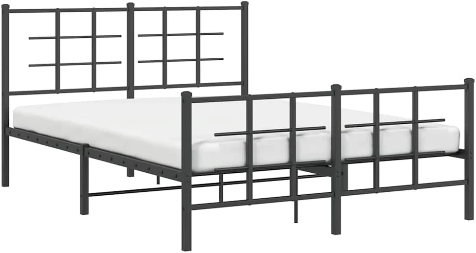 Lovos rėmas su galvūgaliu/kojūgaliu, juodas, 140x190cm, metalas