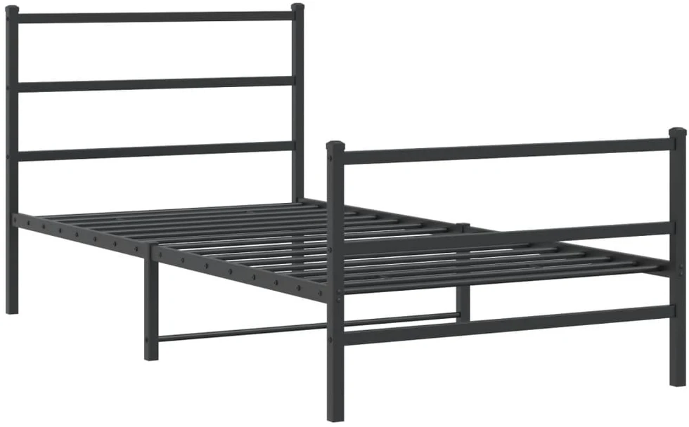 Lovos rėmas su galvūgaliu/kojūgaliu, juodas, 100x200cm, metalas