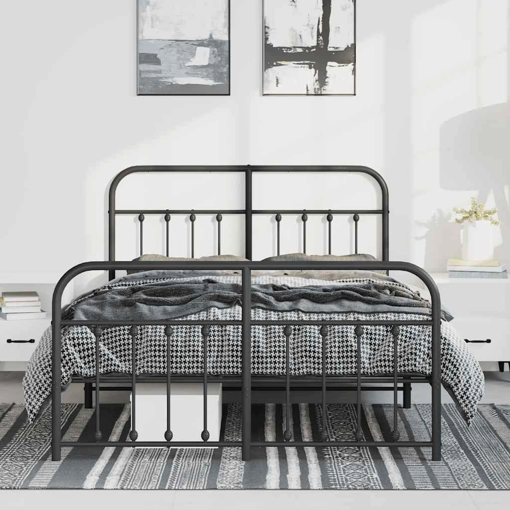 Lova Lovos rėmas su galvūgaliu/kojūgaliu, juodas, 135x190cm, metalas