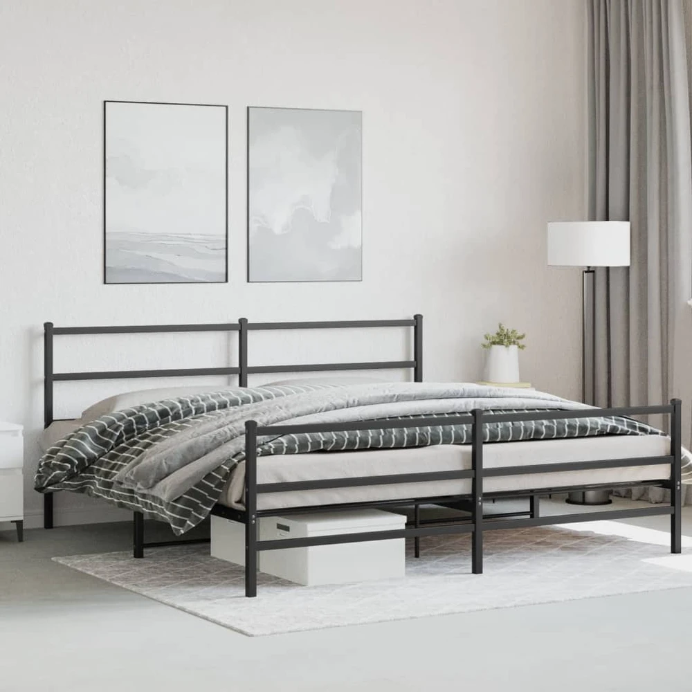 Lovos rėmas su galvūgaliu/kojūgaliu, juodas, 180x200cm, metalas