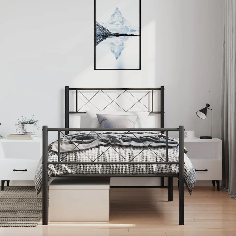 Lova Lovos rėmas su galvūgaliu/kojūgaliu, juodas, 100x190cm, metalas