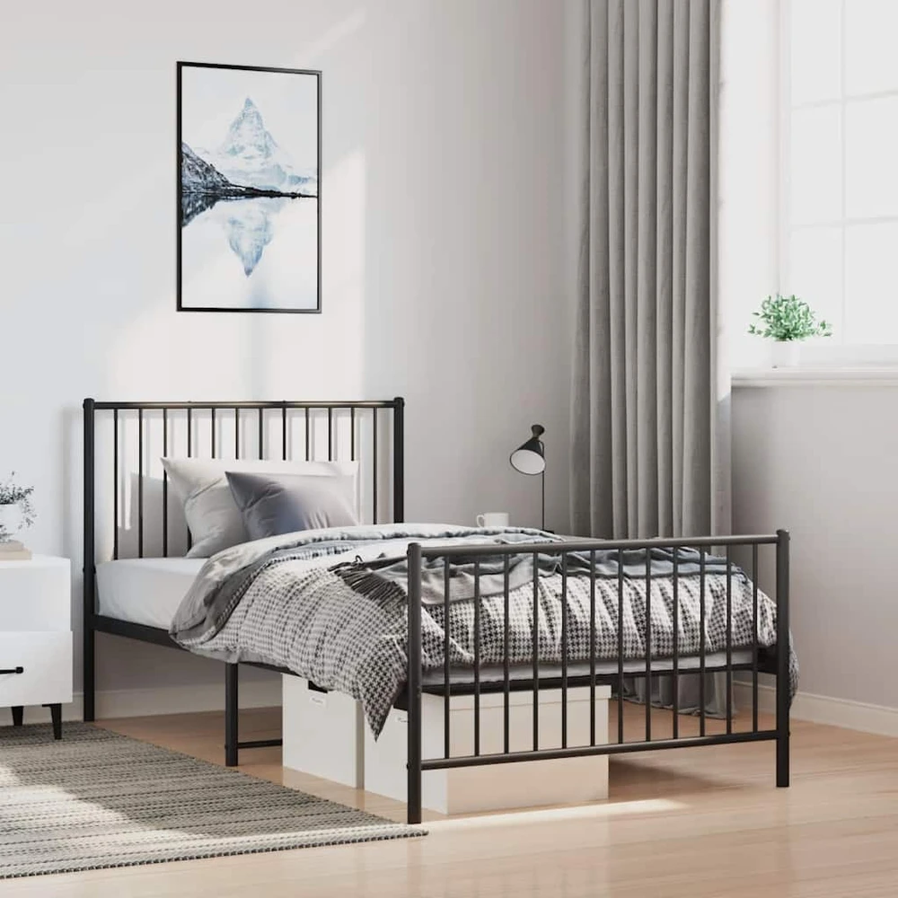 Lova Lovos rėmas su galvūgaliu/kojūgaliu, juodas, 100x190cm, metalas