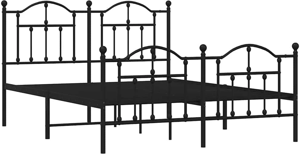 Lovos rėmas su galvūgaliu/kojūgaliu, juodas, 140x190cm, metalas