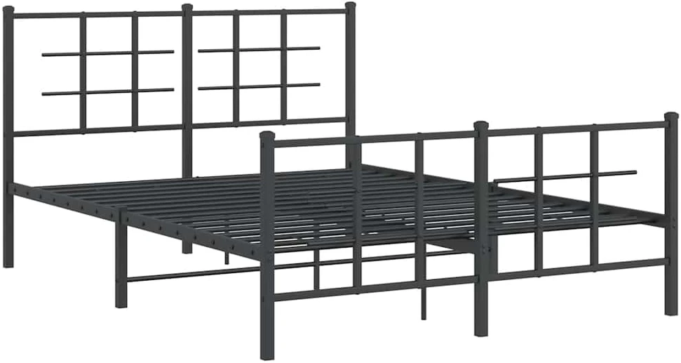 Lovos rėmas su galvūgaliu/kojūgaliu, juodas, 140x190cm, metalas