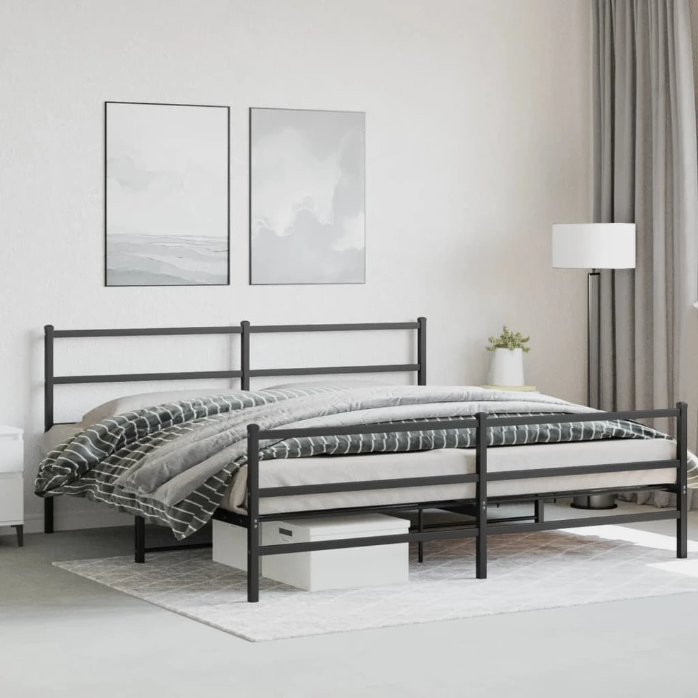 Lova Lovos rėmas su galvūgaliu/kojūgaliu, juodas, 183x213cm, metalas