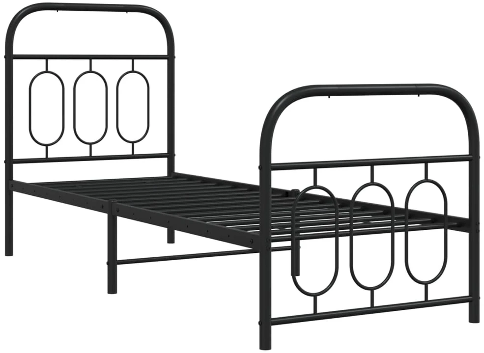 Lovos rėmas su galvūgaliu/kojūgaliu, juodas, 75x190cm, metalas