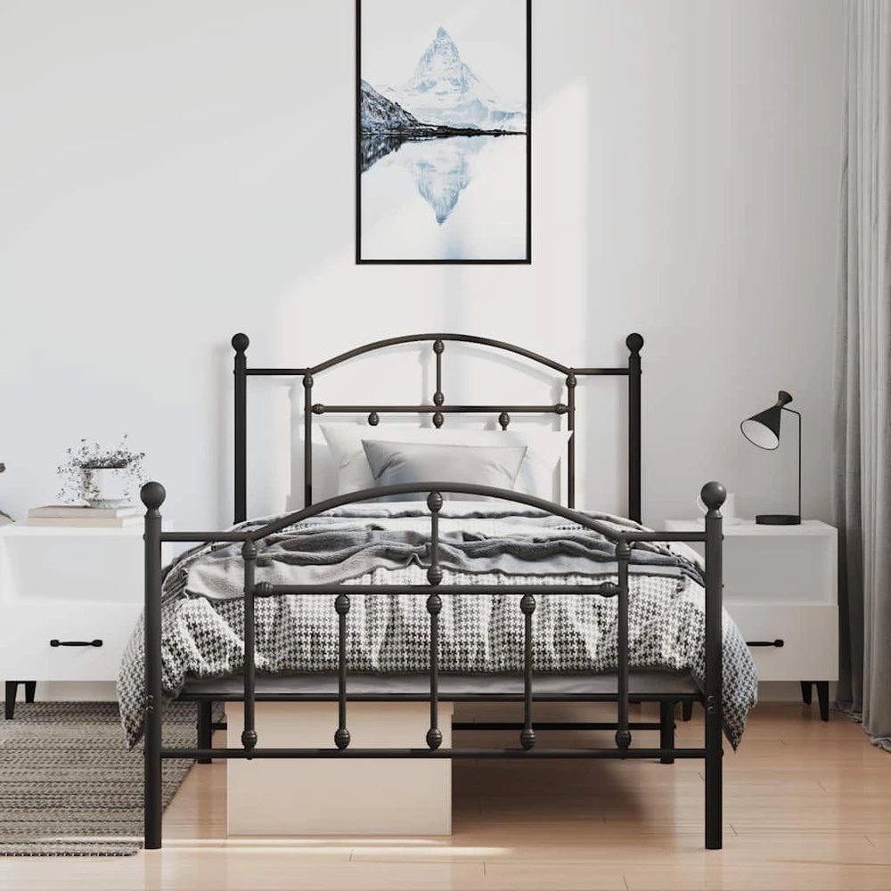 Lova Lovos rėmas su galvūgaliu/kojūgaliu, juodas, 100x190cm, metalas