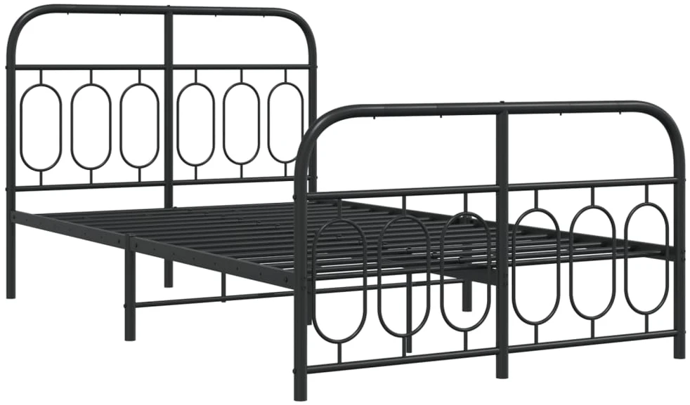 Lovos rėmas su galvūgaliu/kojūgaliu, juodas, 120x190cm, metalas