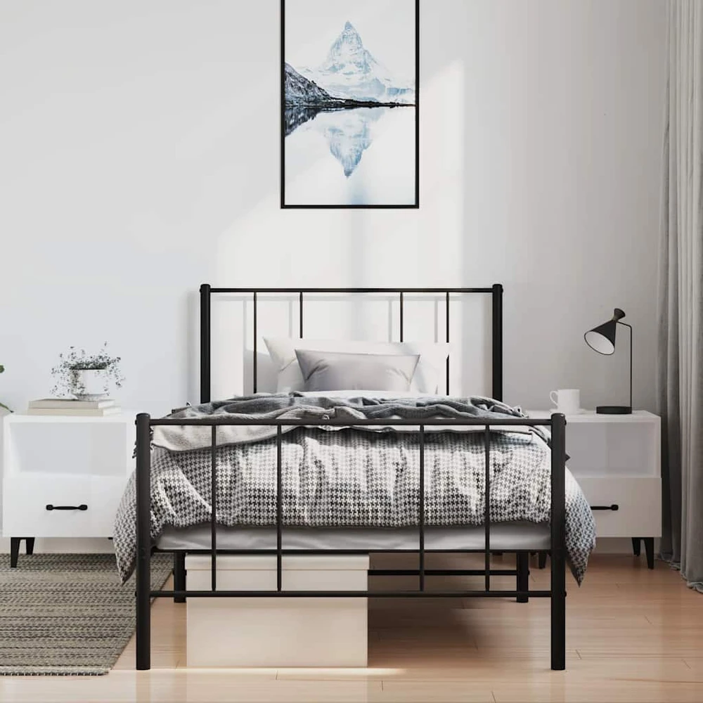 Lova Lovos rėmas su galvūgaliu/kojūgaliu, juodas, 100x190cm, metalas