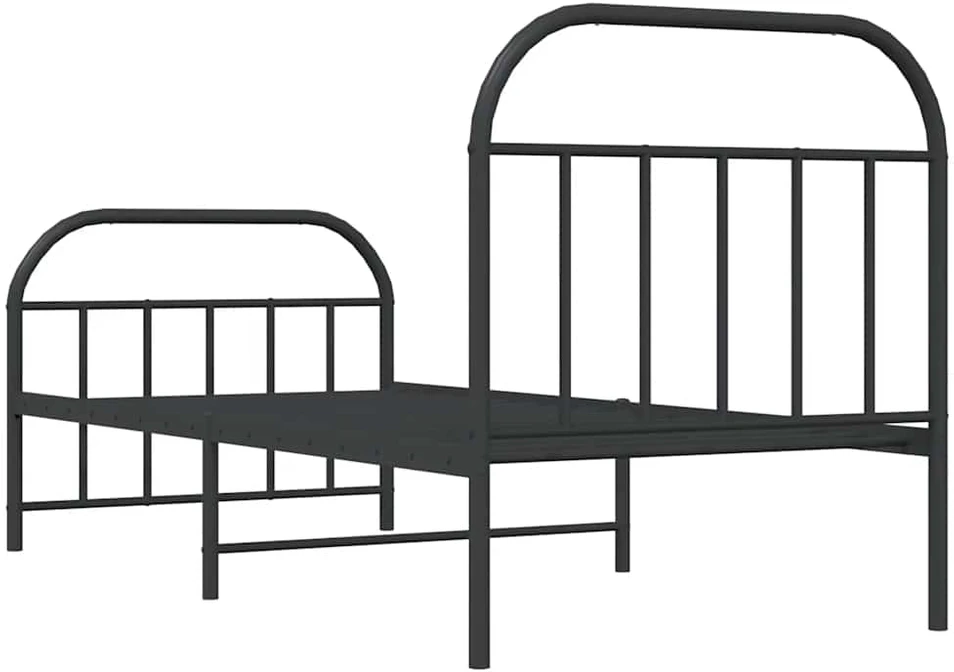 Lovos rėmas su galvūgaliu/kojūgaliu, juodas, 90x190cm, metalas