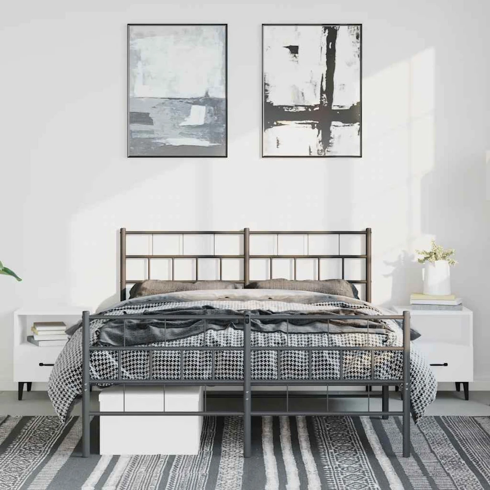Lova Lovos rėmas su galvūgaliu/kojūgaliu, juodas, 135x190cm, metalas