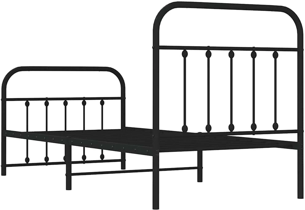 Lovos rėmas su galvūgaliu/kojūgaliu, juodas, 90x190cm, metalas