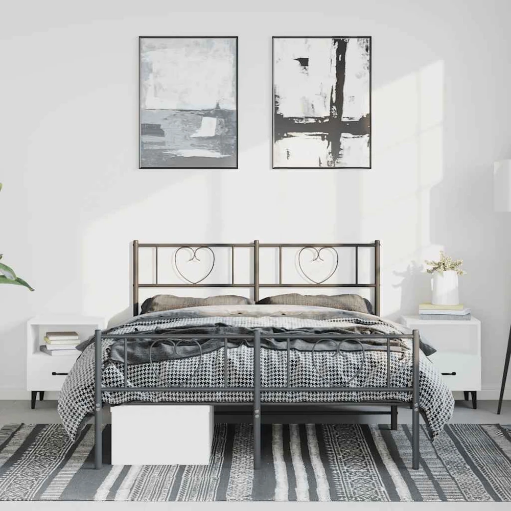 Lovos rėmas su galvūgaliu/kojūgaliu, juodas, 150x200cm, metalas