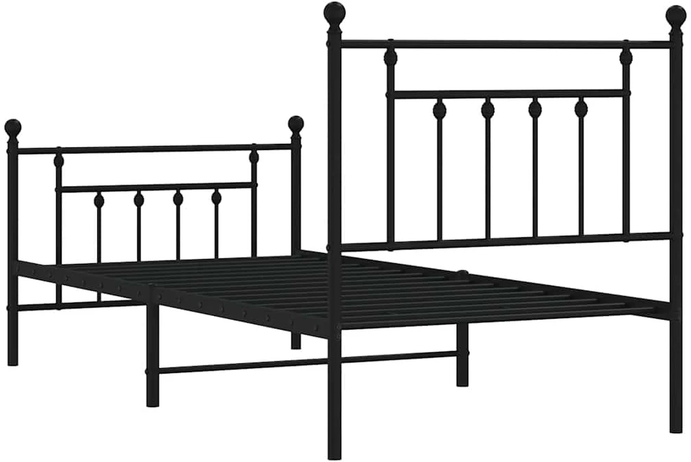 Lovos rėmas su galvūgaliu/kojūgaliu, juodas, 90x190cm, metalas