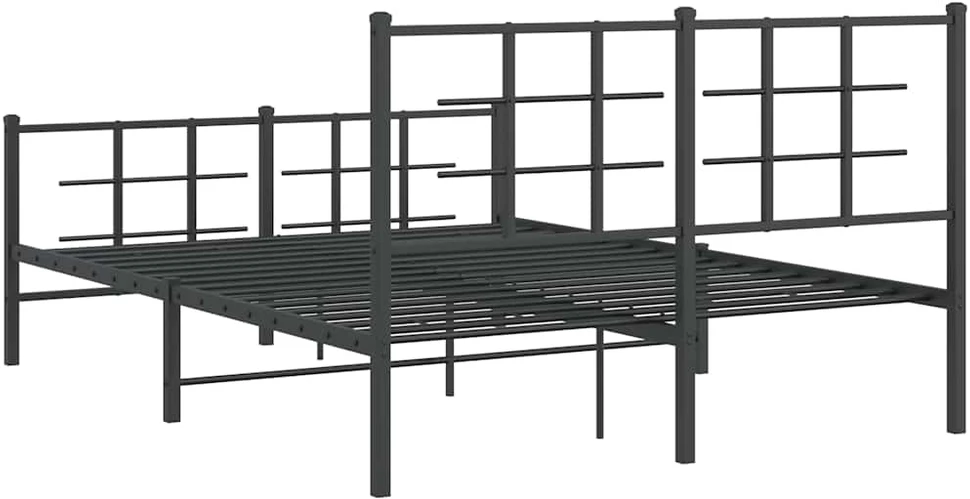 Lovos rėmas su galvūgaliu/kojūgaliu, juodas, 140x190cm, metalas