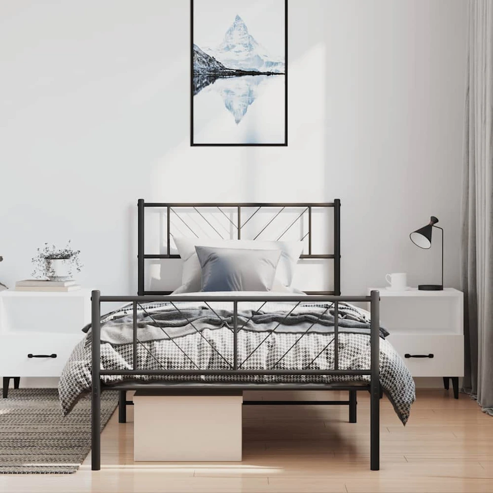 Lova Lovos rėmas su galvūgaliu/kojūgaliu, juodas, 100x190cm, metalas