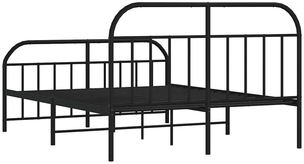 Lovos rėmas su galvūgaliu/kojūgaliu, juodas, 140x200cm, metalas