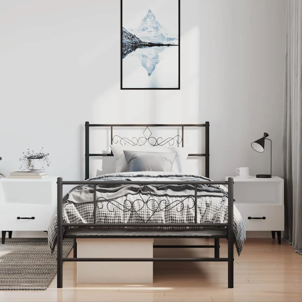 Lova Lovos rėmas su galvūgaliu/kojūgaliu, juodas, 100x190cm, metalas