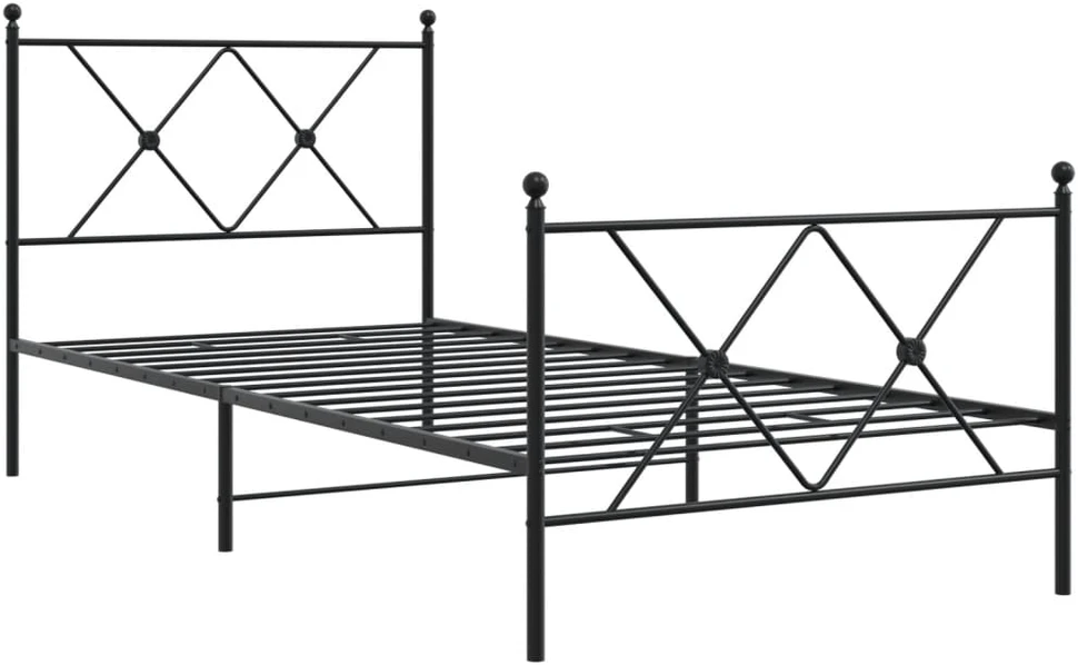 Lovos rėmas su galvūgaliu/kojūgaliu, juodas, 90x190cm, metalas