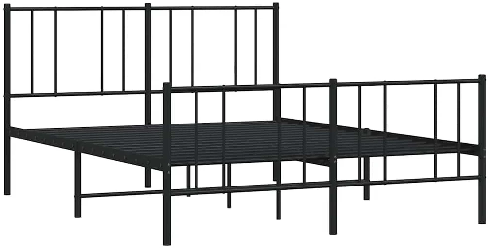 Lovos rėmas su galvūgaliu/kojūgaliu, juodas, 150x200cm, metalas