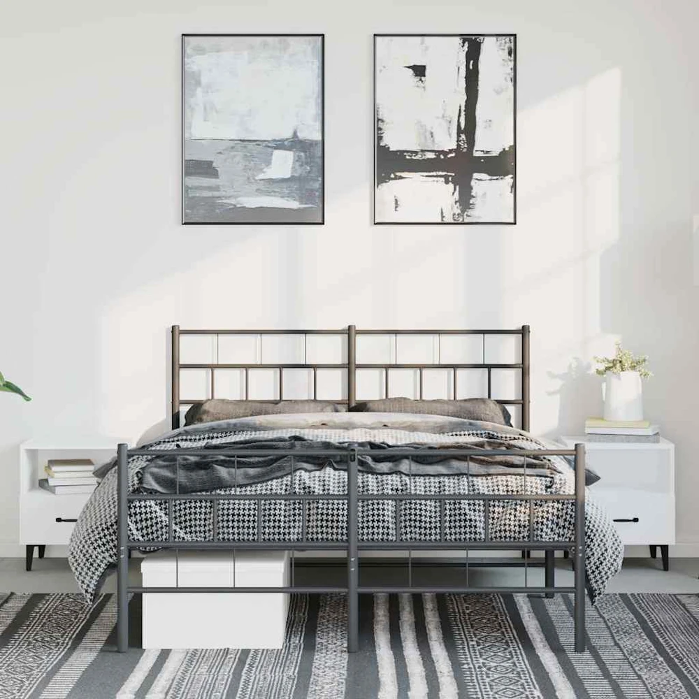 Lovos rėmas su galvūgaliu/kojūgaliu, juodas, 150x200cm, metalas