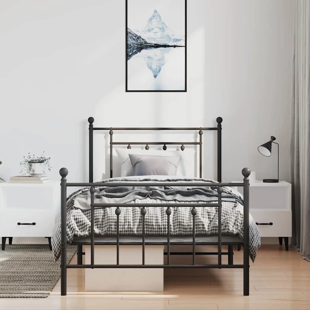 Lova Lovos rėmas su galvūgaliu/kojūgaliu, juodas, 100x190cm, metalas