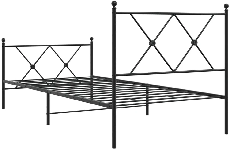 Lovos rėmas su galvūgaliu/kojūgaliu, juodas, 90x200cm, metalas