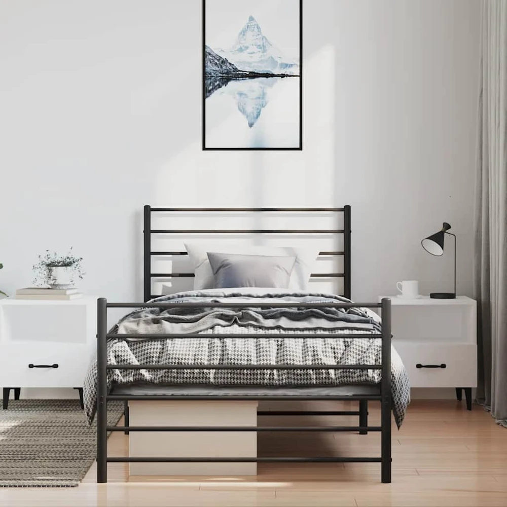 Lova Lovos rėmas su galvūgaliu/kojūgaliu, juodas, 100x190cm, metalas