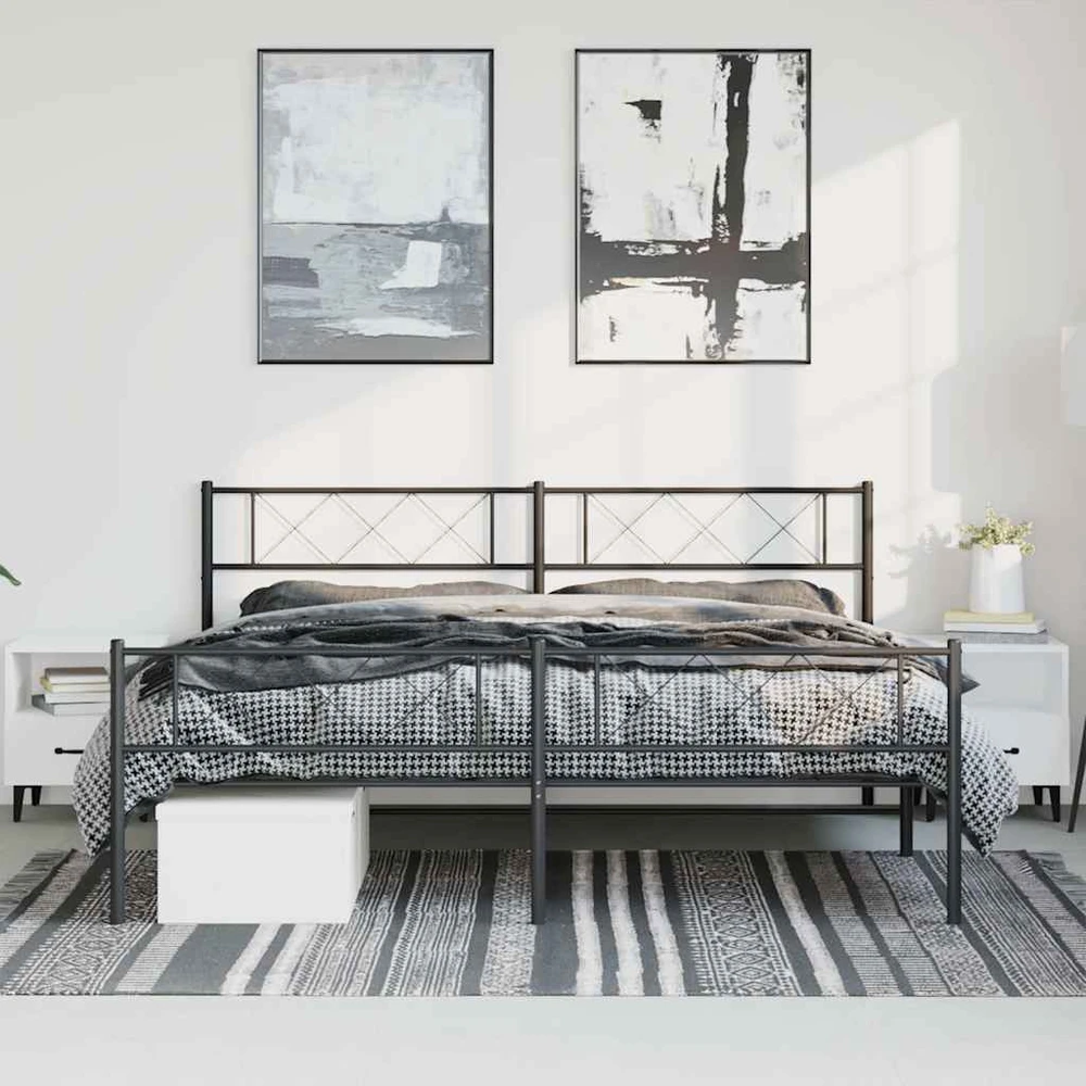 Lova Lovos rėmas su galvūgaliu/kojūgaliu, juodas, 193x203cm, metalas