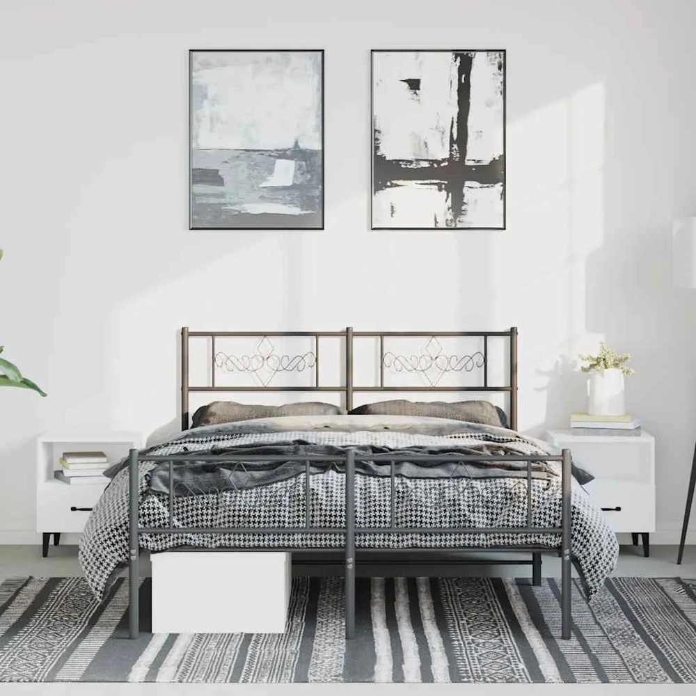 Lovos rėmas su galvūgaliu/kojūgaliu, juodas, 150x200cm, metalas