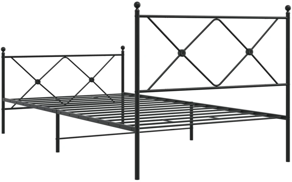 Lovos rėmas su galvūgaliu/kojūgaliu, juodas, 100x200cm, metalas