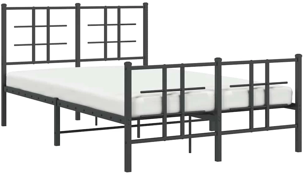 Lovos rėmas su galvūgaliu/kojūgaliu, juodas, 120x190cm, metalas