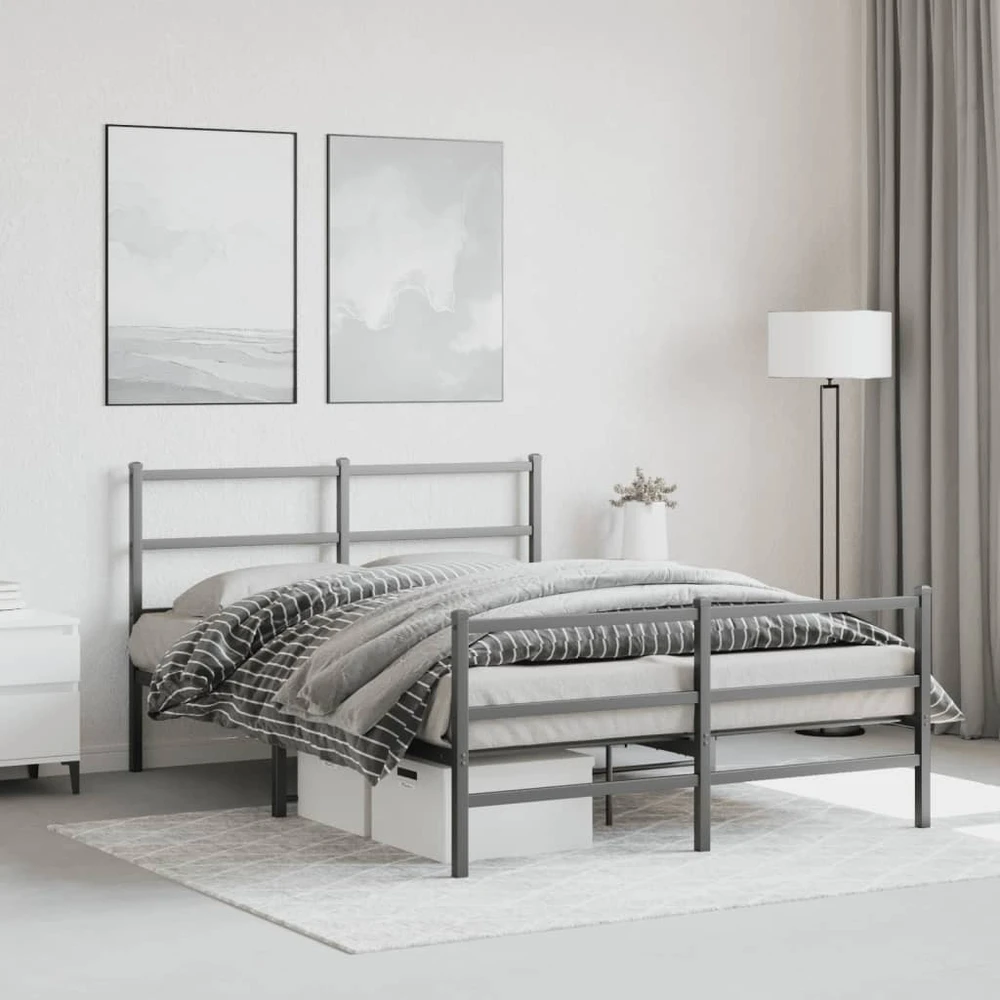 Lova Lovos rėmas su galvūgaliu/kojūgaliu, juodas, 135x190cm, metalas