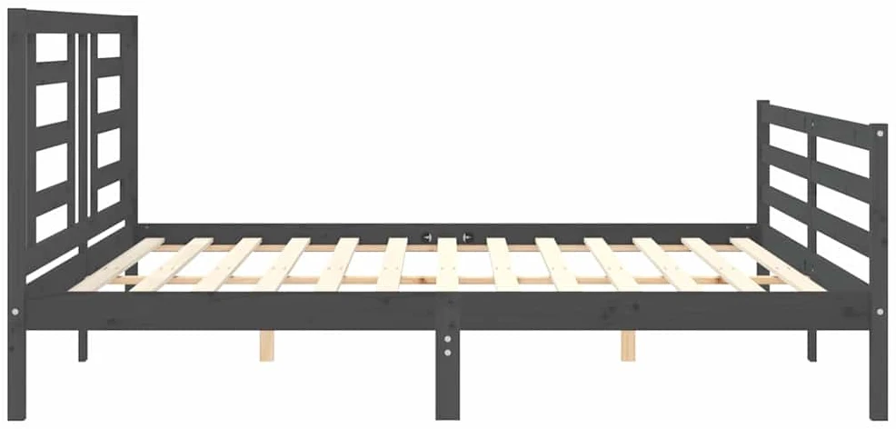 Lovos rėmas su galvūgaliu, pilkas, 200x200cm, medienos masyvas