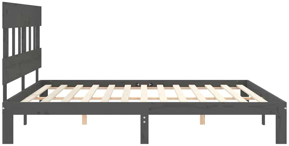 Lovos rėmas su galvūgaliu, pilkas, 200x200cm, medienos masyvas