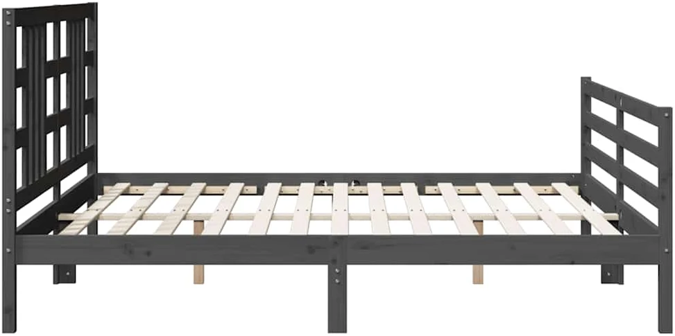 Lovos rėmas su galvūgaliu, pilkas, 200x200cm, medienos masyvas