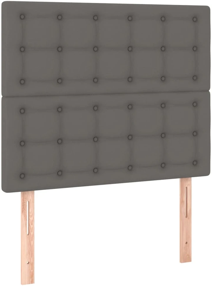 Lovos rėmas su galvūgaliu, pilkas, 90x200cm, dirbtinė oda