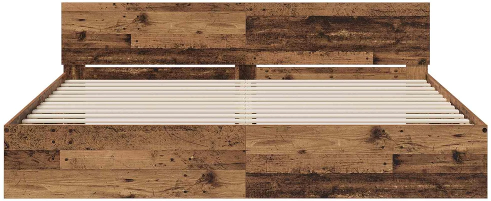 Lova Lovos Rėmas su Galvūgaliu Sendintos medienos 200 x 200 cm