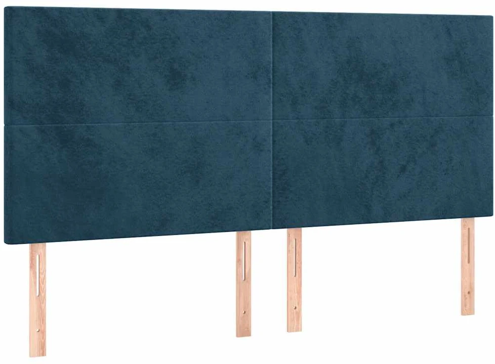 Lovos rėmas su galvūgaliu, tamsiai mėlynas, 180x200 cm, aksomas
