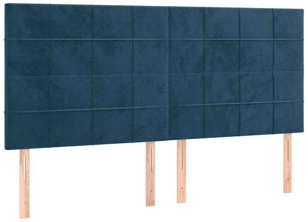 Lovos rėmas su galvūgaliu, tamsiai mėlynas, 180x200 cm, aksomas